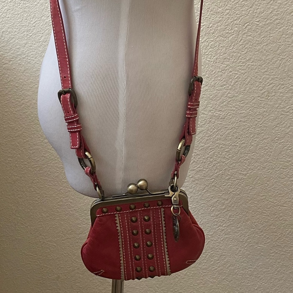 Tommy Bahama Leather Mini Crossbody Bag - Red w/ Studs